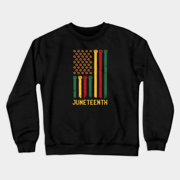 Raising Up Juneteenth: Celebrate Freedom with Flower Fists Crewneck Sweatshirt by Life2LiveDesign